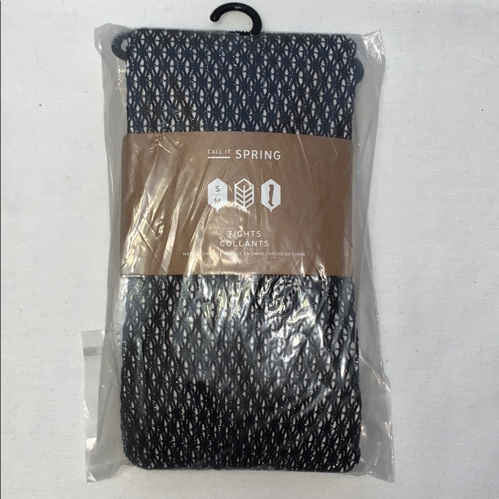 New Women's Black & Silver Fishnet Crochet Tights